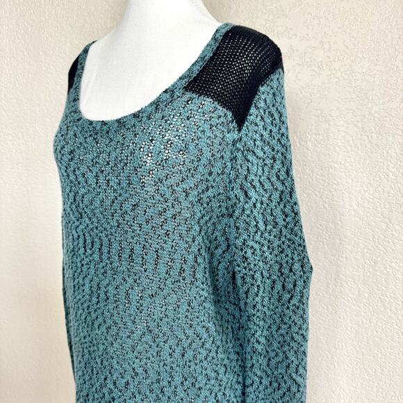 Maurices Sweater Crochet Knit Dress Sz 2 Teal Blue Tunic Long Sleeve Bow Back - Picture 10 of 15